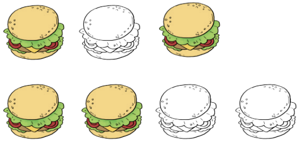 A group of burgers with different colors

Description automatically generated