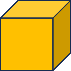 A yellow cube with blue edges

Description automatically generated