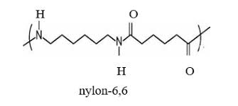Tơ nylon-6,6 c&oacute; t&iacute;nh dai, mềm, &iacute;t thấm nước n&ecirc;n được d&ugrave;ng để dệt vải may  mặc, vải l&oacute;t lốp xe, bện d&acirc;y c&aacute;p, d&acirc;y d&ugrave;, đan lưới,... Một đoạn mạch của